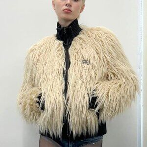 Sculptor Faux Mongolian Fur Zip Up Jacket